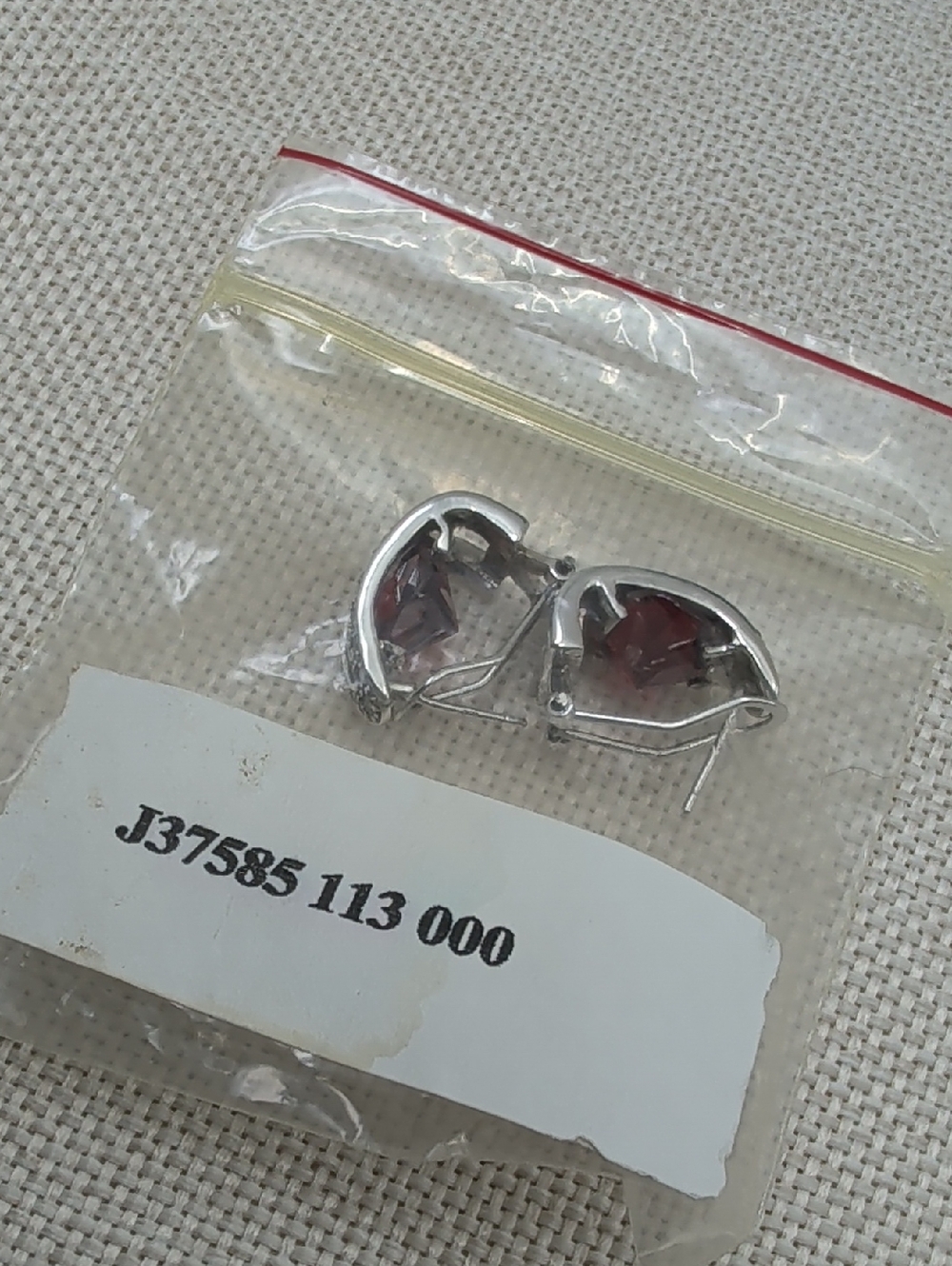 Vintage 925 Sterling Silver Garnet Half Hoop Lever Back Earrings - Picture 17 of 17